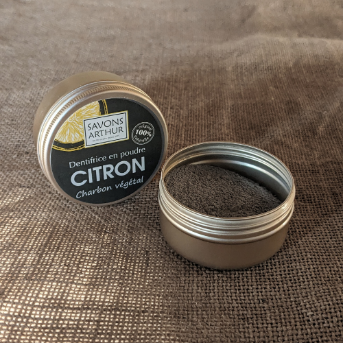 Dentifrice en poudre citron bio et charbon végétal activé