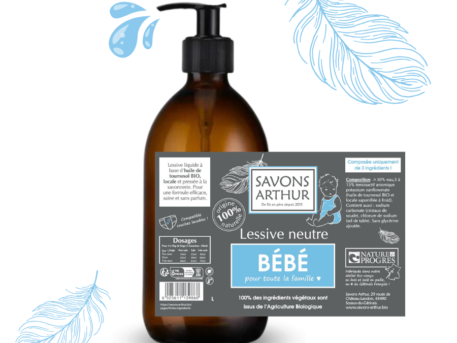 Étiquette vrac lessive bébé non parfumée