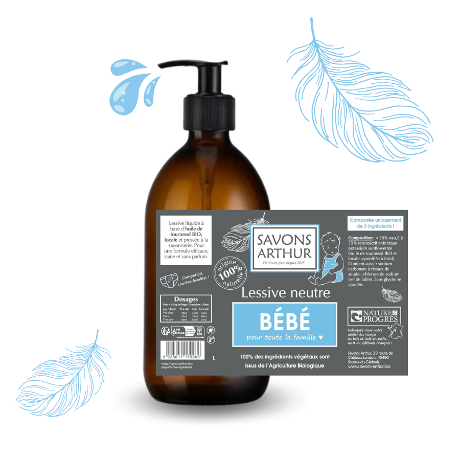 Étiquette vrac lessive bébé non parfumée