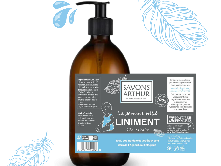 Étiquette du liniment oléo-calcaire bébé, non parfumé et hydratant