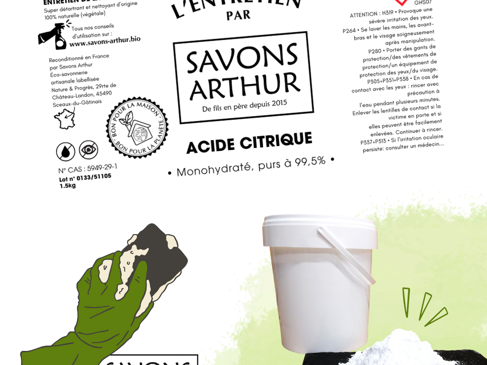 Étiquette acide citrique Savons Arthur