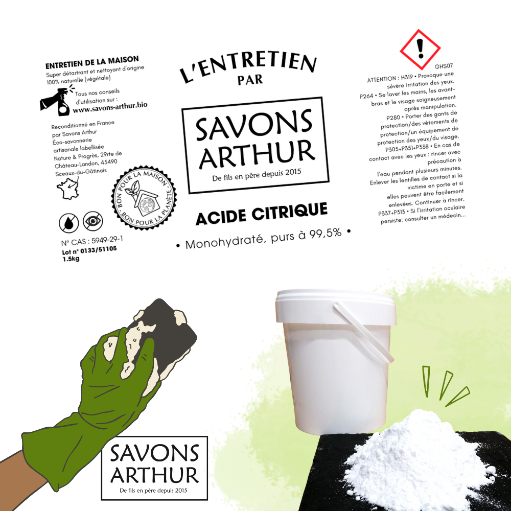 Étiquette acide citrique Savons Arthur