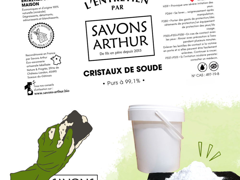 Étiquette cristaux de soude purs Savons Arthur