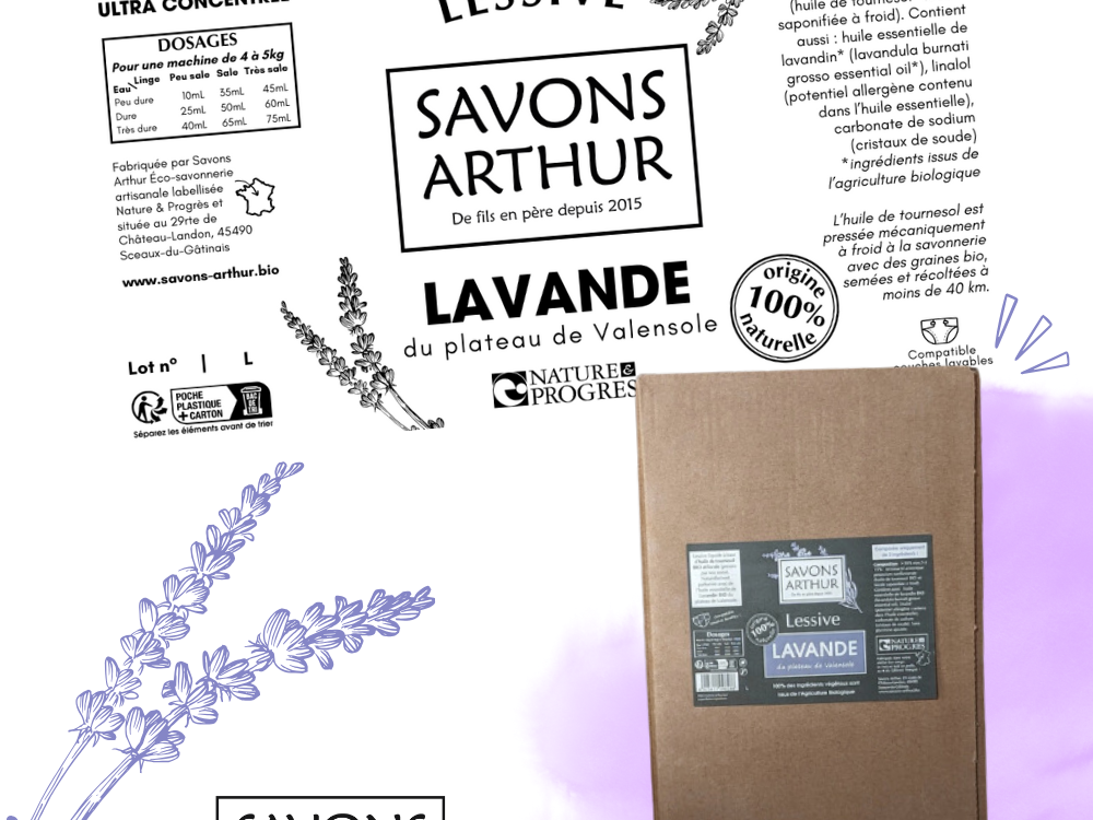 Étiquette lessive Lavande bio Savons Arthur