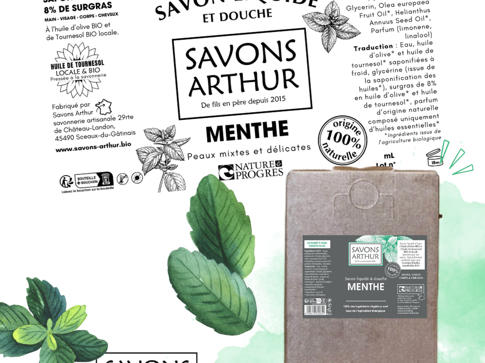 Étiquette savon liquide à froid. Peaux mixtes et délicates