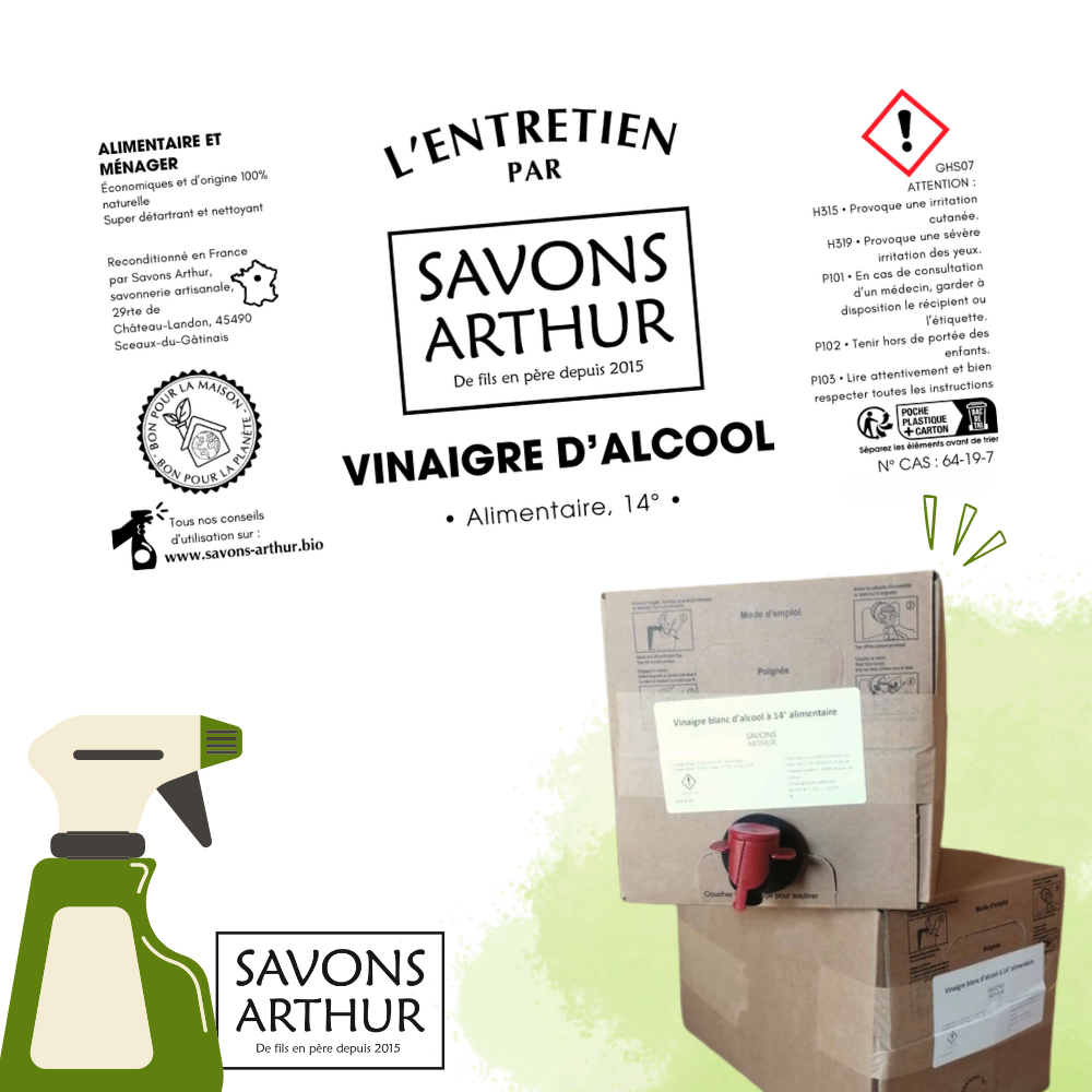 Étiquette vinaigre blanc alimentaire 14°