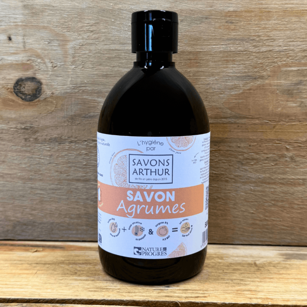 Savon et shampoing liquide Savons Arthur aux notes d'orange douce et de citron