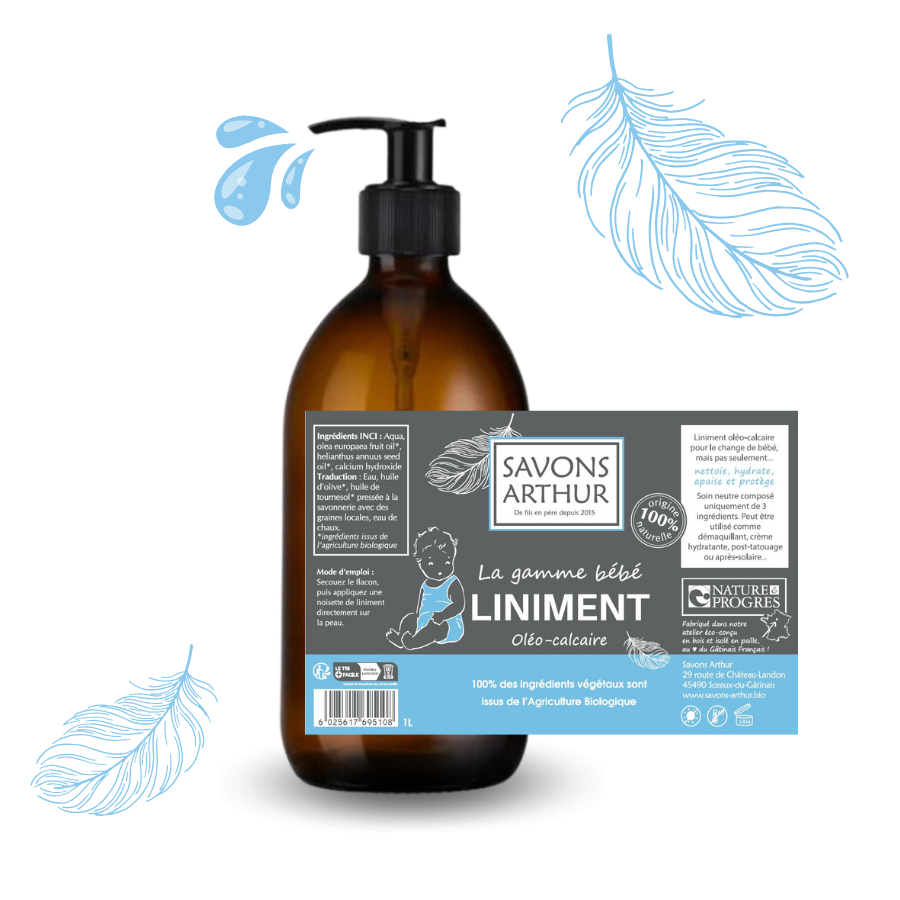 Étiquette du liniment oléo-calcaire bébé, non parfumé et hydratant