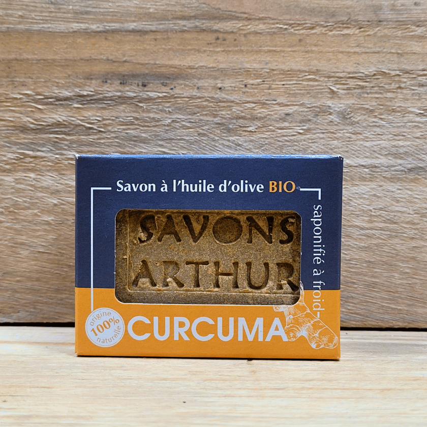 Savon et shampoing solide à froid au curcuma bio. Peaux mixtes et matures.